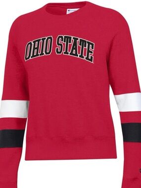 Champion Ohio State Womens Red Blocked Crew Sweatshirt